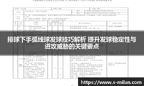 排球下手弧线球发球技巧解析 提升发球稳定性与进攻威胁的关键要点